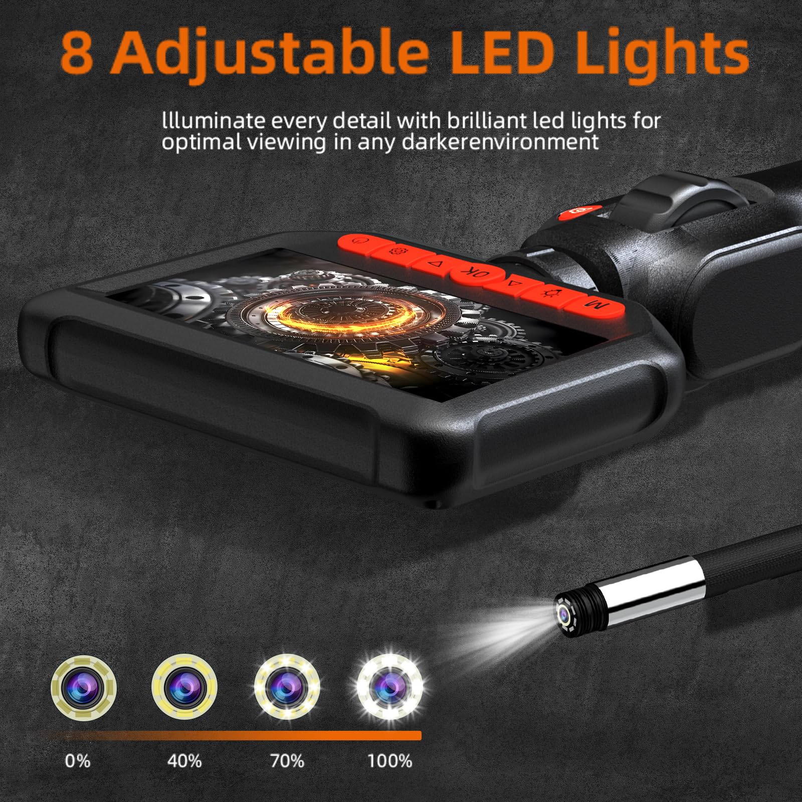 Daxiongmao Borescope, Endoscope Camera with Light, 1080P HD Inspection Camera, Borescope Camera with Light, IP67 Waterproof Camera, 16.5ft Flexible Endoscope Camera, Gadgets for Men (4.3”)