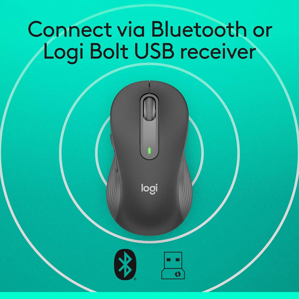 Logitech Signature M650 Wireless Mouse - For Small to Medium Sized Hands, 2-Year Battery, Silent Clicks, Customisable Side Buttons, Bluetooth, for PC/Mac/Multi-Device/Chromebook - Graphite