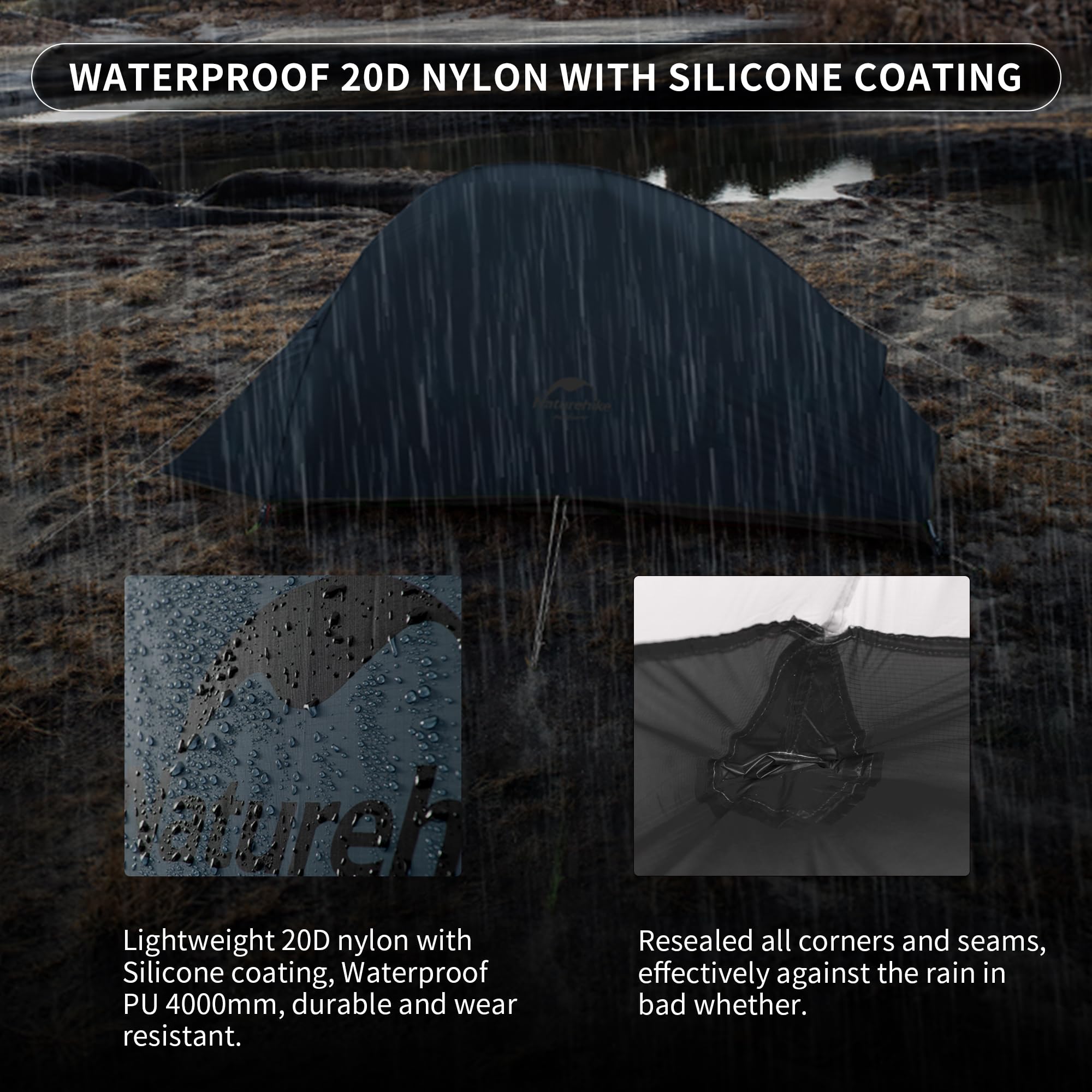 Naturehike Cloud up 1 Person Backpacking Tent Lightweight Camping Hiking Dome Tent for 1 Man