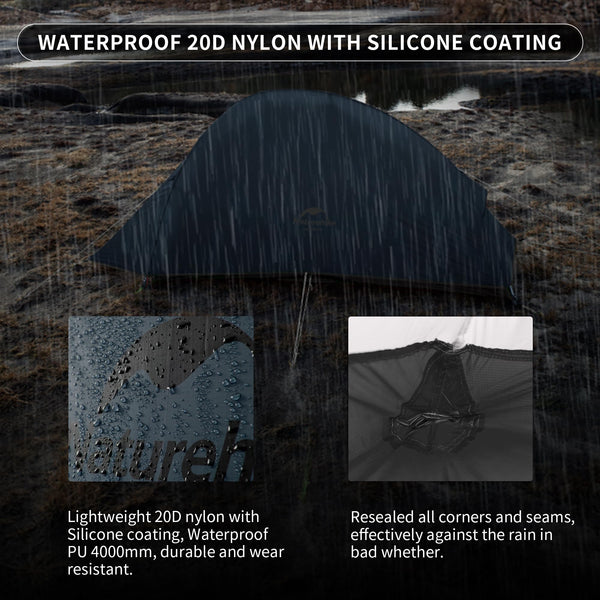 Naturehike Cloud up 1 Person Backpacking Tent Lightweight Camping Hiking Dome Tent for 1 Man