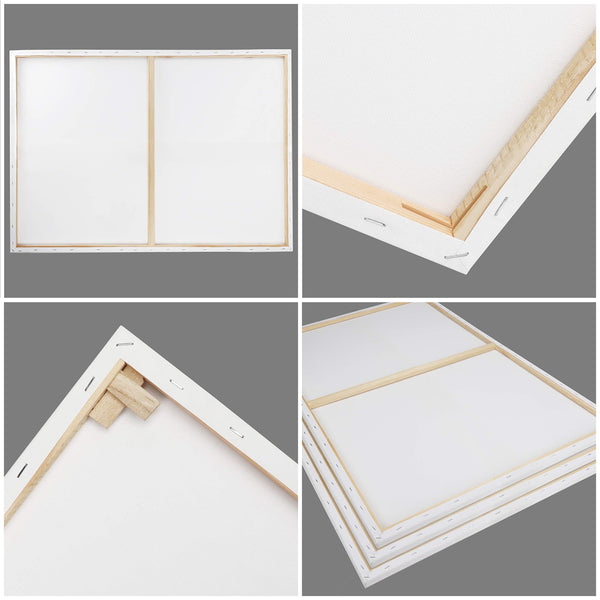 Kurtzy 3 Pack Blank Canvas - 60 x 90cm (24 x 36 inches) - Large Pre Stretched Canvas Panels with Wooden Wedges - Suitable for Acrylic and Oil Painting