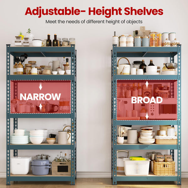 Yaheetech 5 Tier Garage Shelving Units, Heavy Duty Racking shelves, 150KG Per Shelf/750KG Capacity, 70cmx30cmx150cm（LxWxH,Dark Gray