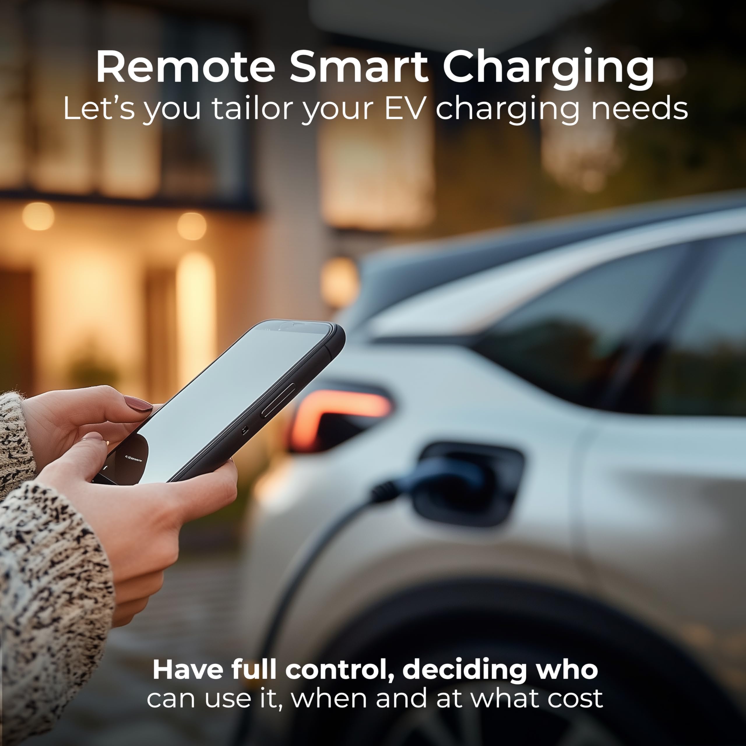 Masterplug Smart EV Home Wall Charger for Type 2 Electric and Plug-In Hybrid Vehicles, Tethered with 5m Cable, Mode 3, App Control, Solar Charging, Single Phase, Black, IP55, 7.4kW, 32A, EVCM3ST7B-MP