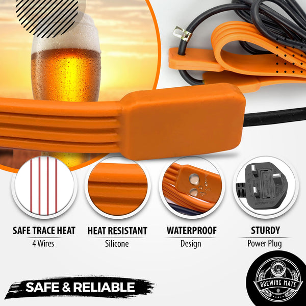 Brewing Mate Thermostatic Home Brew Heat Belt - Equipment for Beer and Wine Fermentation Temperature Control (Thermostatic)
