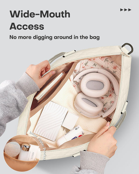 HOTOR Travel Bags for Women - Lightweight Overnight Holdall Bag, Large Carry on Luggage Weekend Bag with Shoe Compartment & Toiletry Bag, Travel Duffel Sport Gym Tote, Black, 34.0 x 45.0 x 20.0 cm