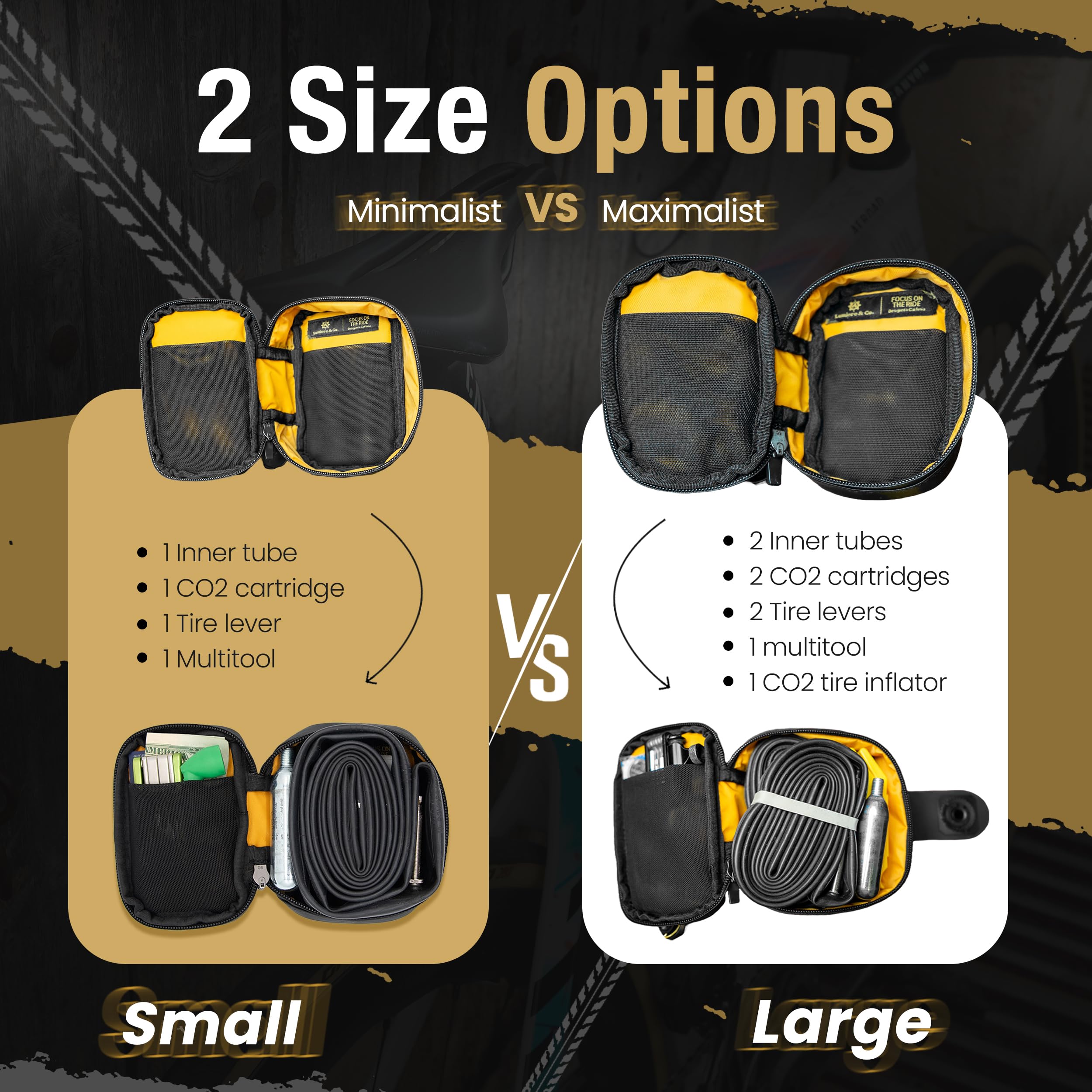 Lumiere & Co. Falcon Magnetic Bike Saddle Bag – 0.69L | 6" x 3.5" x 2" | Sleek Minimalist Brick Design, Fast Magnetic Buckle Attachment | Road Cycling–Specific Bike Seat Bag (Black, Large)