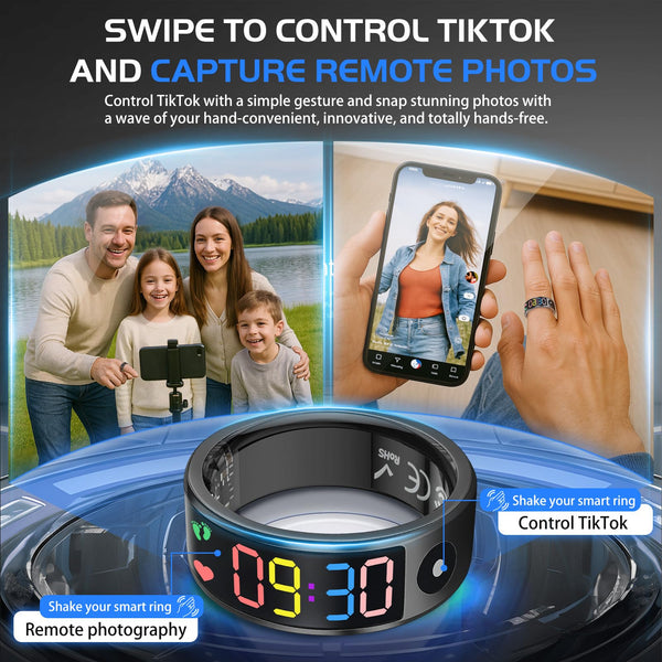 Smart Ring for Men Women, Sleep & Heart Rate Monitor Health Ring, Fitness Ring Heart Rate Blood Oxygen Sleep Monitor Step Counter Activity Tracker for Android iOS with Charging Case (#12-Y)