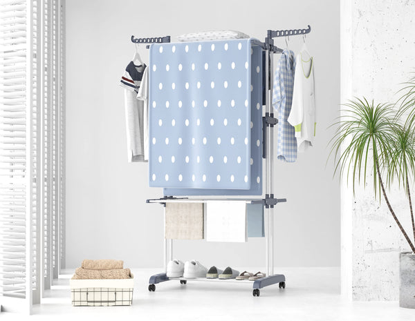 HOMIDEC Airer Clothes Drying Rack,4-Tier Foldable Clothes Hanger Adjustable Large Stainless Steel Garment Laundry Racks for Indoor Outdoor