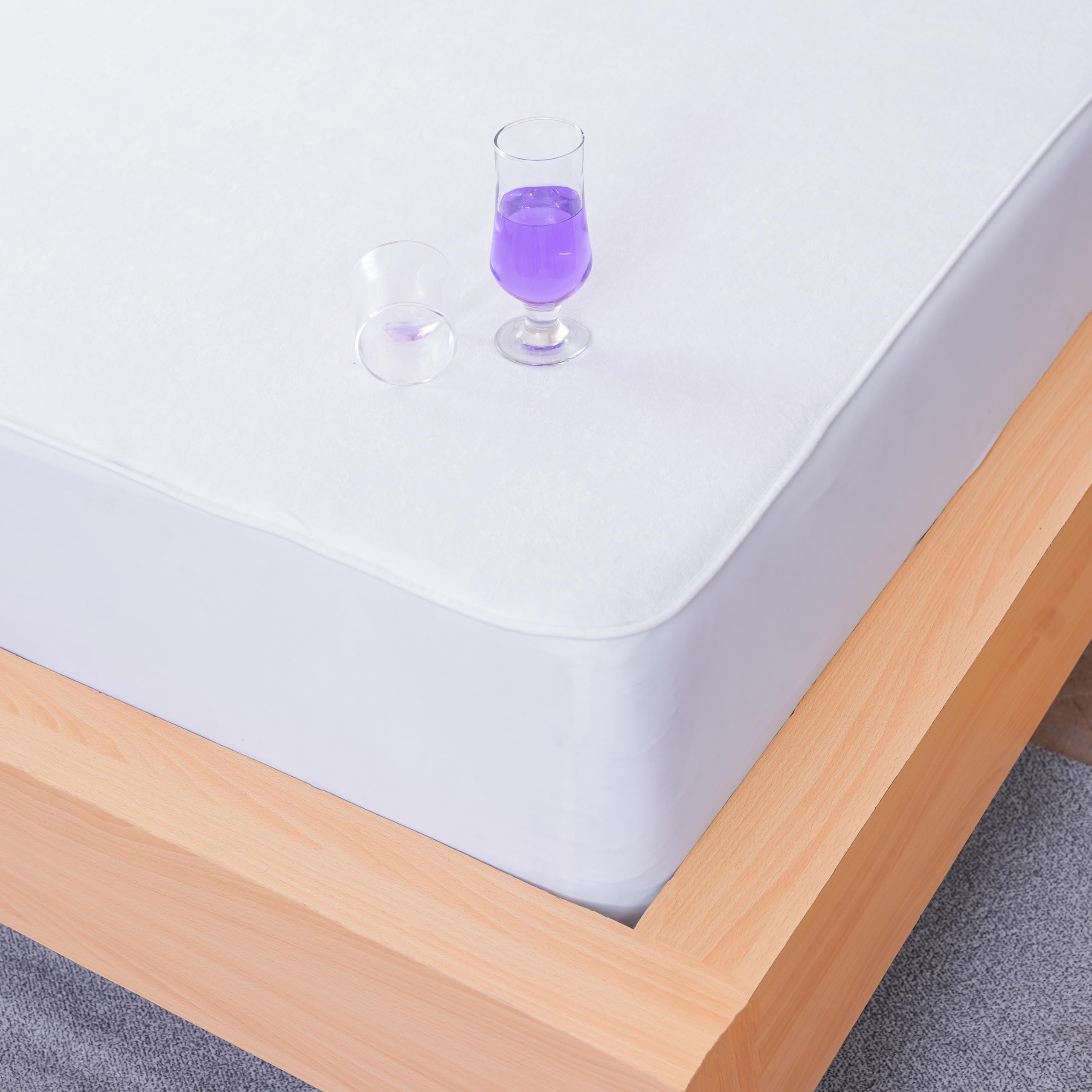 Sheet Story Bamboo Waterproof Mattress Protector King Size - 40cm Deep Pocket - Hypoallergenic, Terry Bamboo Fabric - King Size Mattress Protectors -