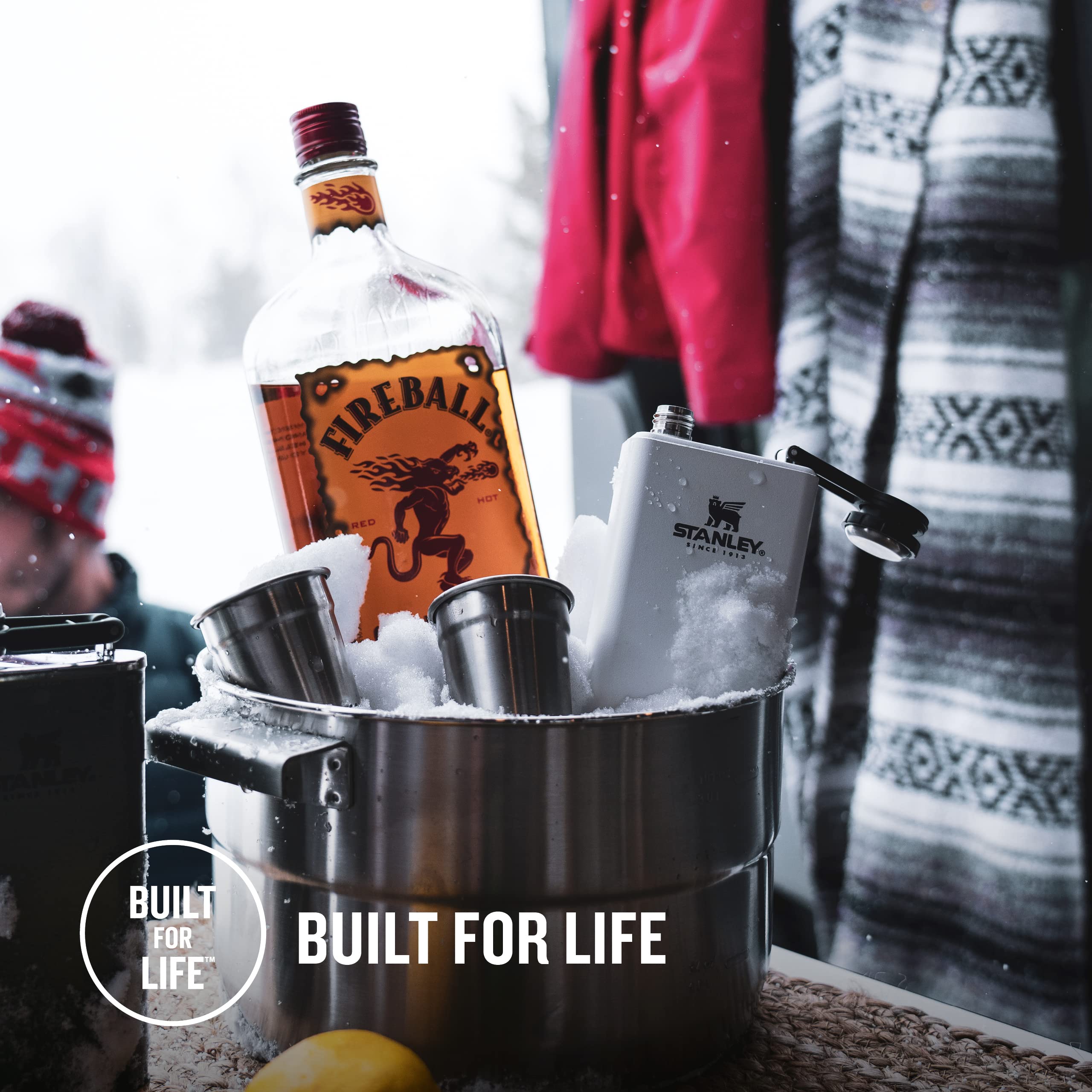 Stanley Classic Wide Mouth Flask 0.23L with Never-Lose Cap - Wide Mouth Stainless Steel Hip Flask for Easy Filling & Pouring - BPA-Free Leakproof Flask Alcohol