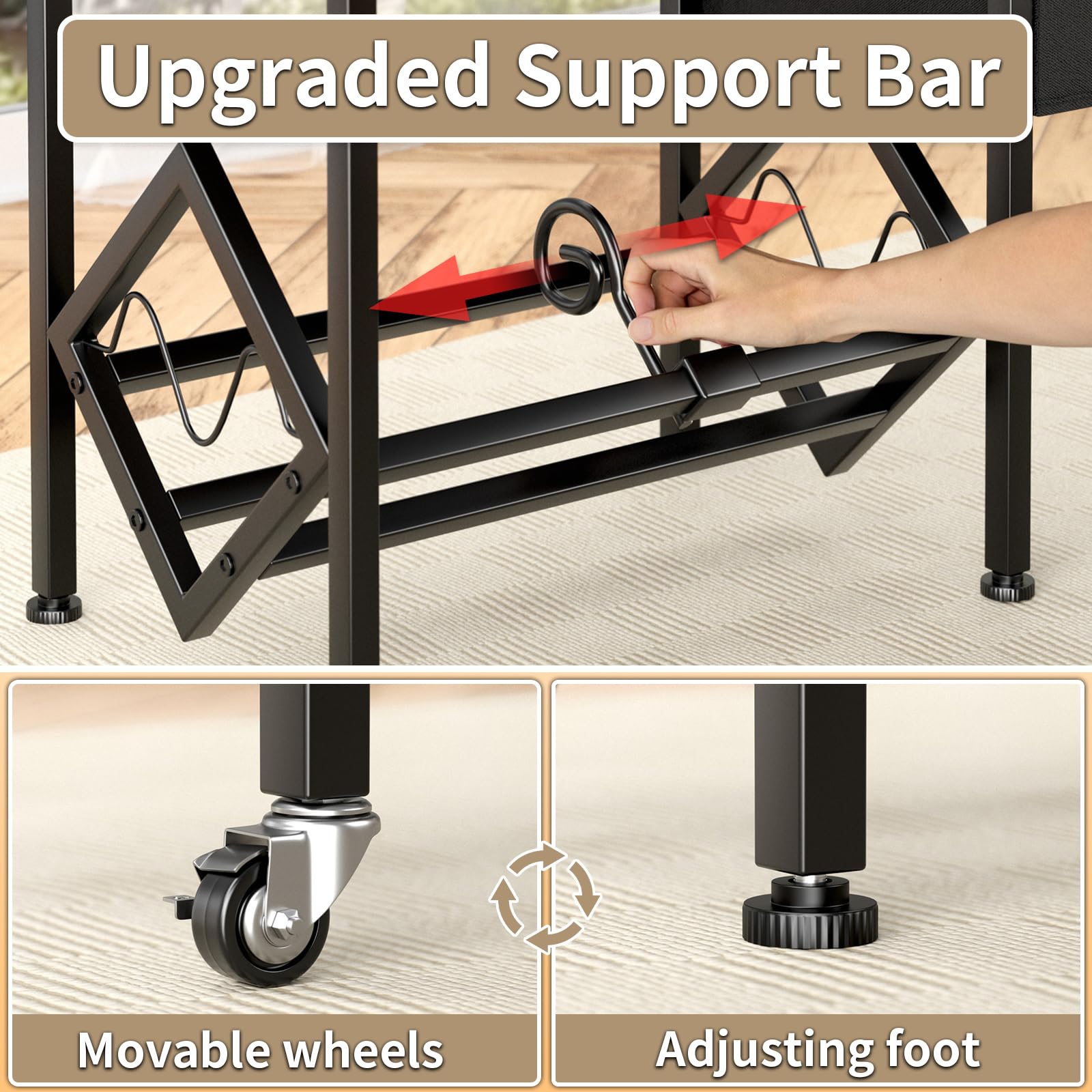 EKNITEY Vinyl Record Player Stand - Record Player Table with Storage Hold 80 Albums Turntable Stand with Organizer Pocket and Wheels