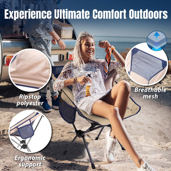 TREKOLOGY YIZI GO Camping Chair – Compact, Foldable, Lightweight 0.9 kg, 136 kg Capacity, Durable Aluminum, Quick Setup, Superior Support, Ideal for Backpacking, Beach, and Outdoor Adventures (Blue)