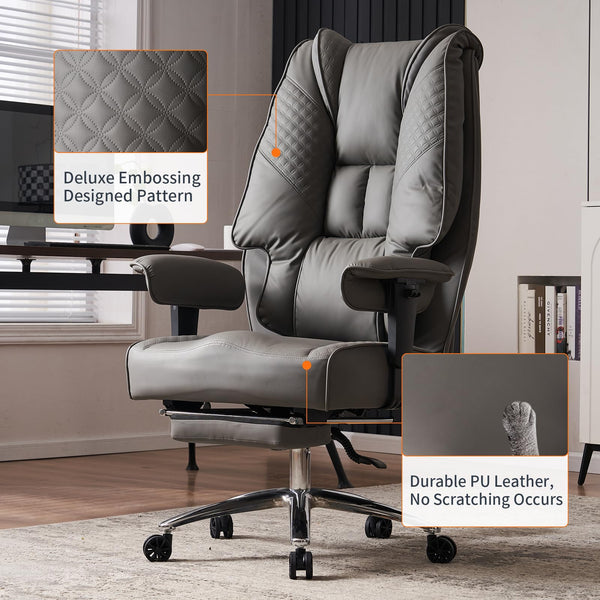 EXCEBET Ergonomic Office Chair – High Back PU Leather Executive Desk Chair with Adjustable Armrests, Swivel Computer Chair for Home/Office, Heavy Duty Support up to 400 lbs
