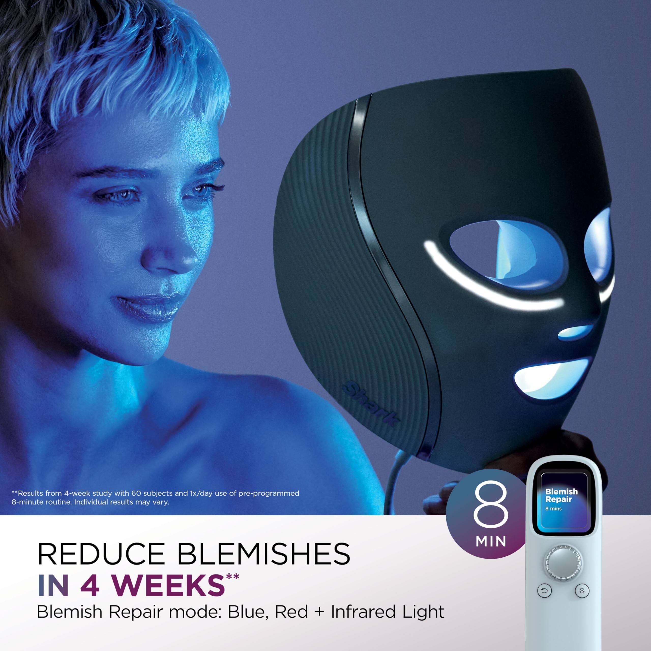 Shark CryoGlow LED Face Mask with Under-Eye Cooling, Anti-Ageing & Blemish Repair, Red & Blue LED, Infrared Light Therapy, USB-C, Remote Control, Storage Bag, Adjustable Straps