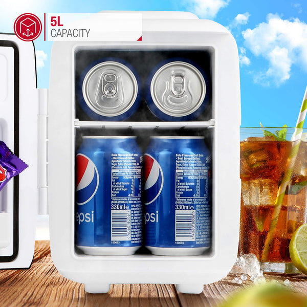 NETTA 5L Mini Fridge - Portable Small Fridge for Drinks, Snacks, Skincare - For Bedroom, Student Dormitory, Office With Cooling And Warming Function - AC/DC Portable – Black