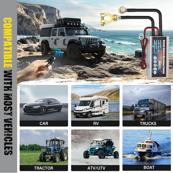 IMAYCC Wireless Kill Switch for Car, Remote Battery Disconnect Switch 12V 120A,Battery Cut off Switch 12v,Car Battery Isolator Switch Anti Theft, Automatic Cut/Shut Off Switch for RV, ATV,Truck, Boat.