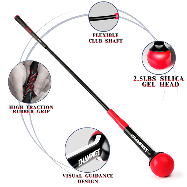 CHAMPKEY Golf Swing Trainer - Tempo & Flexibility Training Aids Warm-Up Stick Ideal for Golf Indoor & Outdoor Practice (Red, 40 Inches)