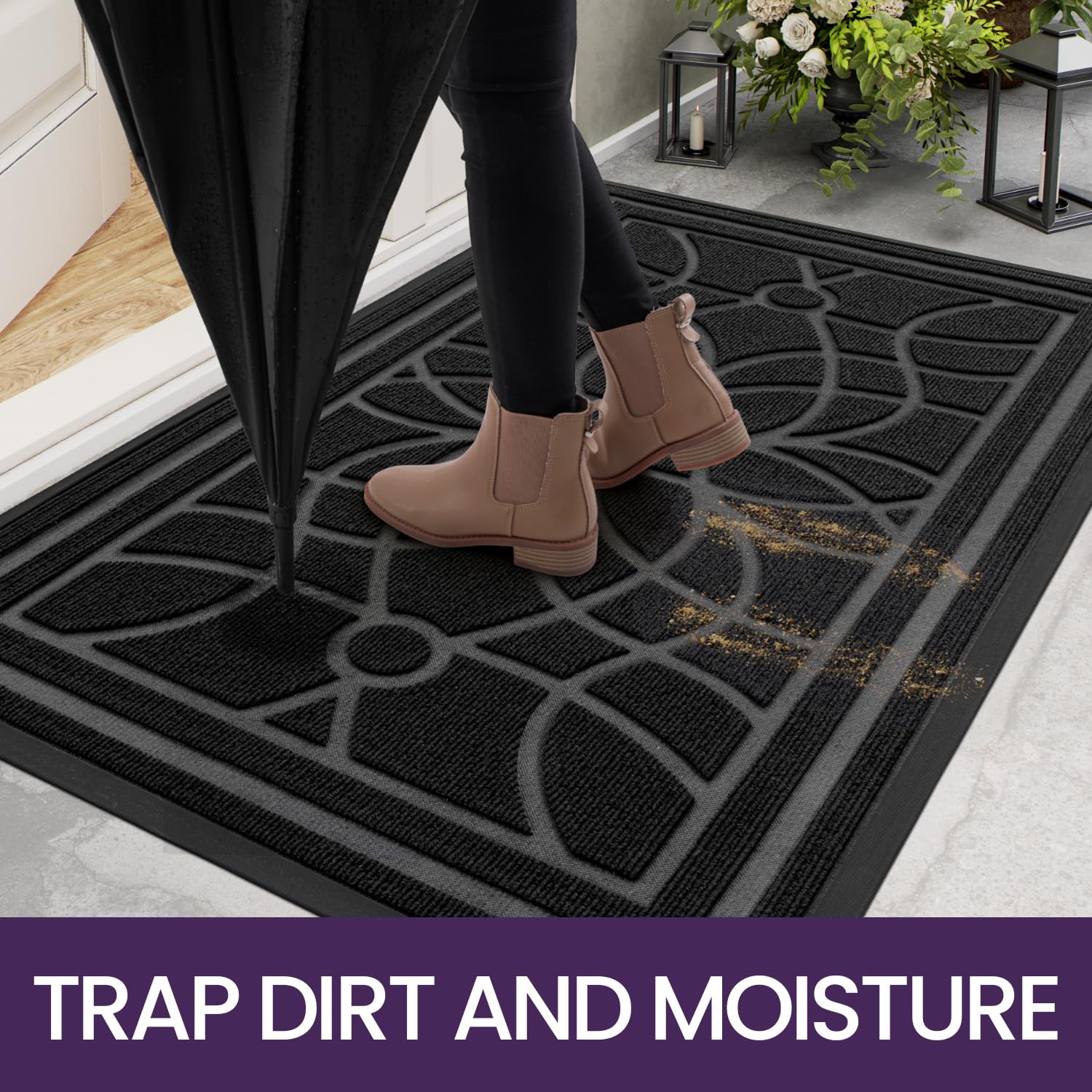 DEXI Door Mat 60 x 90 cm, Rubber Backing Dirt Trapper, Heavy Duty Non-Slip Entrance Rug, Easy Clean Shoes Scraper Doormat for Outdoor and Indoor,