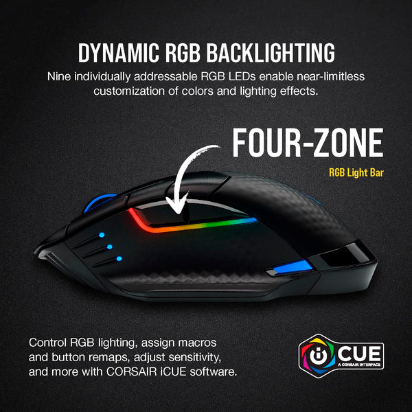 CORSAIR DARKSTAR RGB WIRELESS MMO Gaming Mouse – 26,000 DPI – 15 Programmable Buttons – Up to 80hrs Battery – iCUE Compatible – PC, PS5, PS4, Xbox – Black