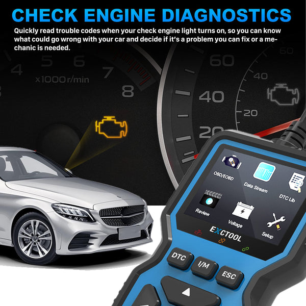 OBD2 Scanner Car OBD II Code Reader with Reset Auto Enhanced Full OBD Mode Check Engine Light Diagnostic Scan Tool for 2001+ Petrol & 2004+ Diesel Vehicles, Red