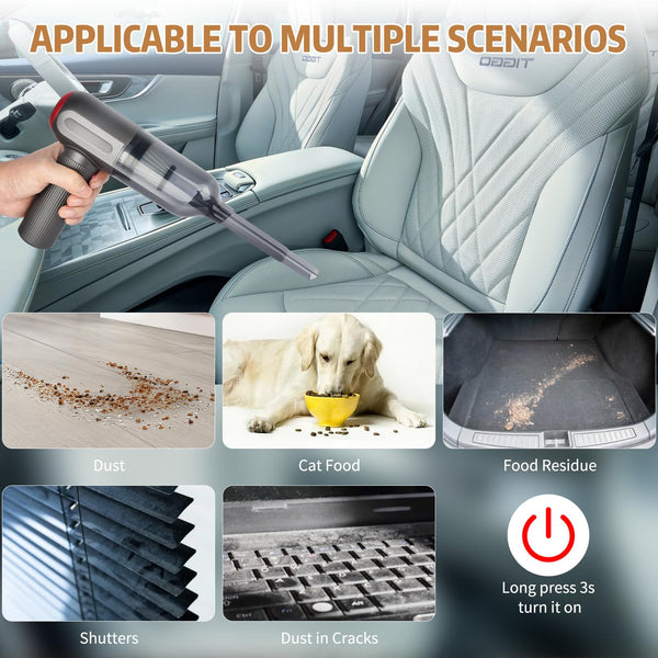Handheld Vacuum Cordless, 9000Pa Powerful Car Vacuum Cleaner, Rechargeable Portable Lightweight Mini Vacuum Cleaner, USB Car Vacuum Cleaner Car Cleaner for Pet Hair, Car, Home, Office, Kitchen