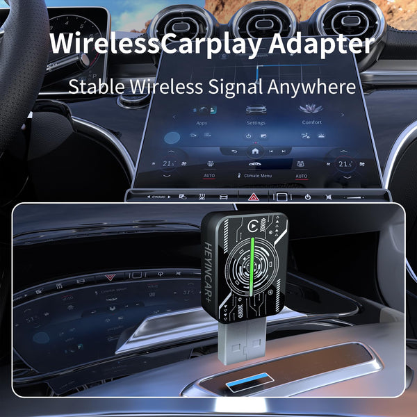 HEYINCAR+ 2025 Wireless CarPlay Adapter UK, Effortlessly Convert Wired to Wireless CarPlay, Compatible with iPhone iOS 10+ & Android Auto, Mini & Stable Car Play Wireless