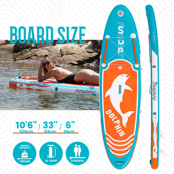 FunWater SUP Inflatable Stand Up Paddle Board 11'6"/11'/10'5" Ultra-Light with Inflatable Board,ISUP Accessories,Three Fins,Adjustable Paddle, Pump,Backpack, Leash,Waterproof Bag