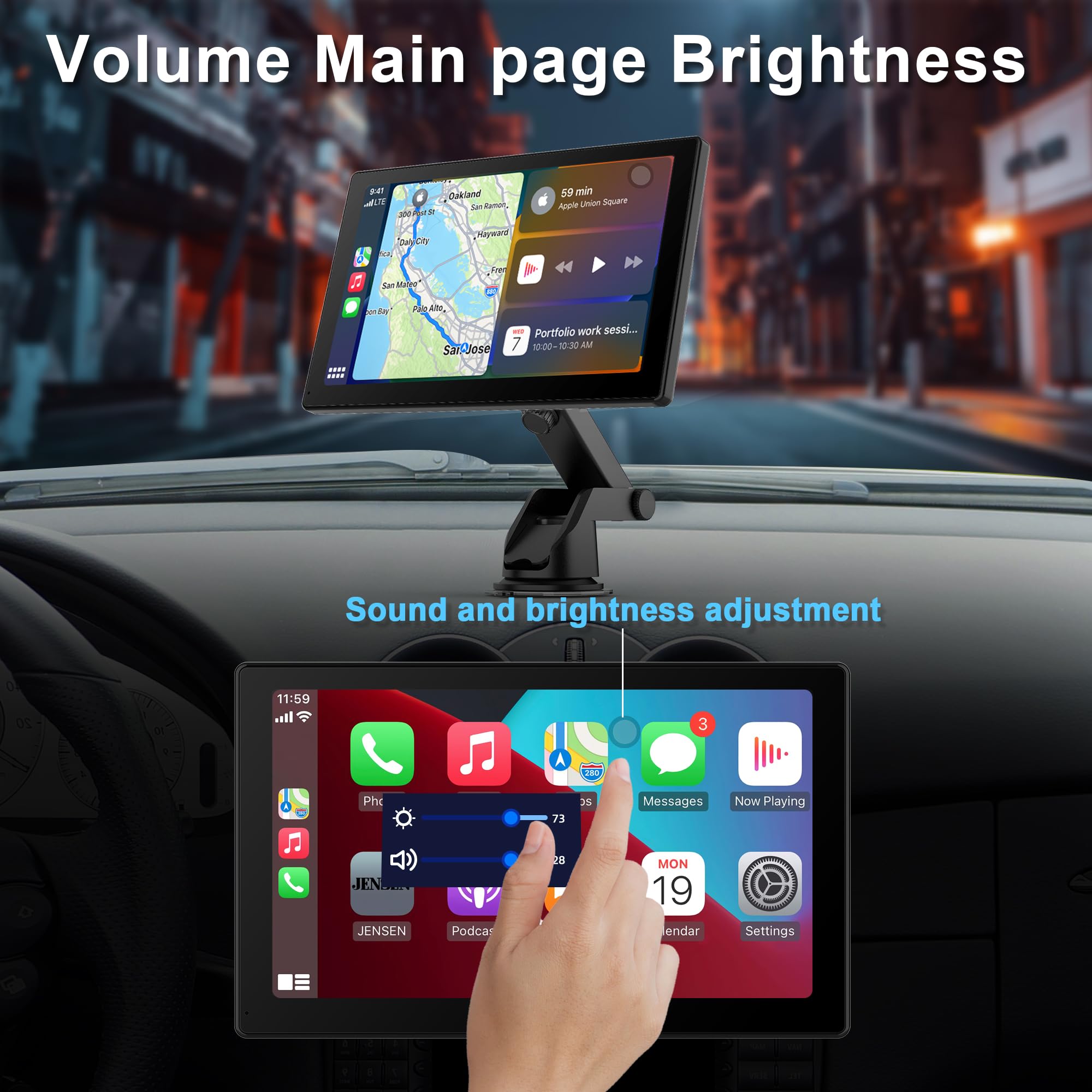 Car Stereo,9 Inch CarPlay Screen for Apple Car play & Android Auto,Portable Car Player Wireless Car Play Screen with Voice Control, Suitable for Most Vehicles (9 Inch)