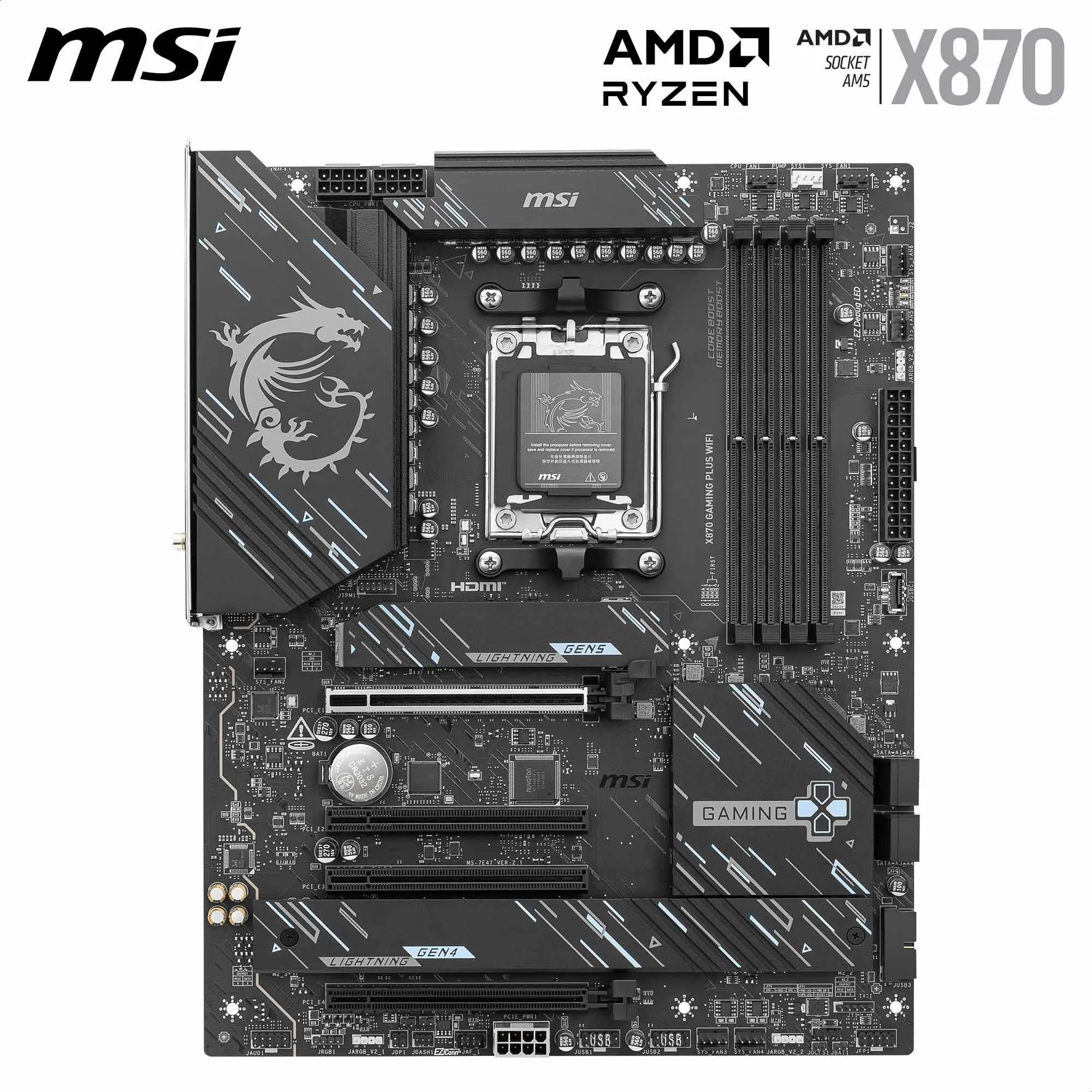 MSI X670E GAMING PLUS WIFI Motherboard, ATX - Supports AMD Ryzen 9000 / 8000 / 7000 Series Processors, AM5 - 80A SPS VRM, DDR5 Memory Boost 7800+ MHz/OC, PCIe 5.0 x16, M.2 Gen5, Wi-Fi 6E