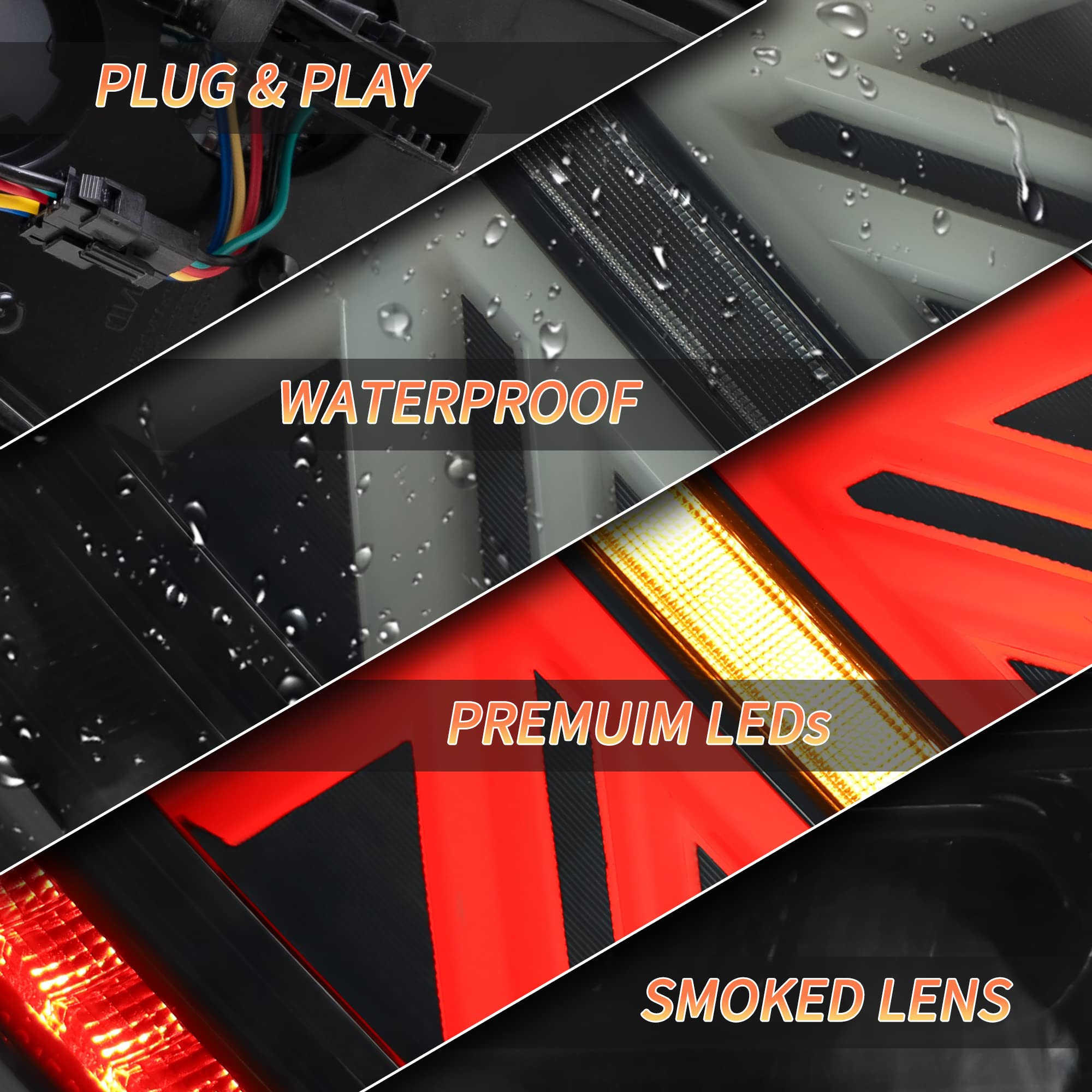 VLAND LED Rear Lights Compatible with Mini Cooper R56 R57 R58 R59 2007-2013, w/Startup Dynamic Display & Sequential Turn Indicator, 1 Set (Red)