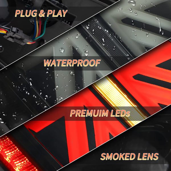 VLAND LED Rear Lights Compatible with Mini Cooper R56 R57 R58 R59 2007-2013, w/Startup Dynamic Display & Sequential Turn Indicator, 1 Set (Red)