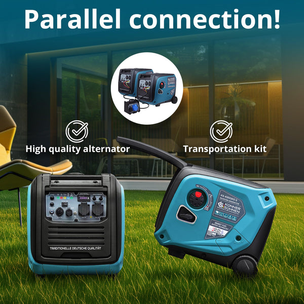 Könner & Söhnen KS 3100iG S portable LPG/petrol inverter generator 3100 W,UK Plug Socket 1x13 A (230 V), 2 USB ports,copper winding,silent inverter generator,dual fuel generator