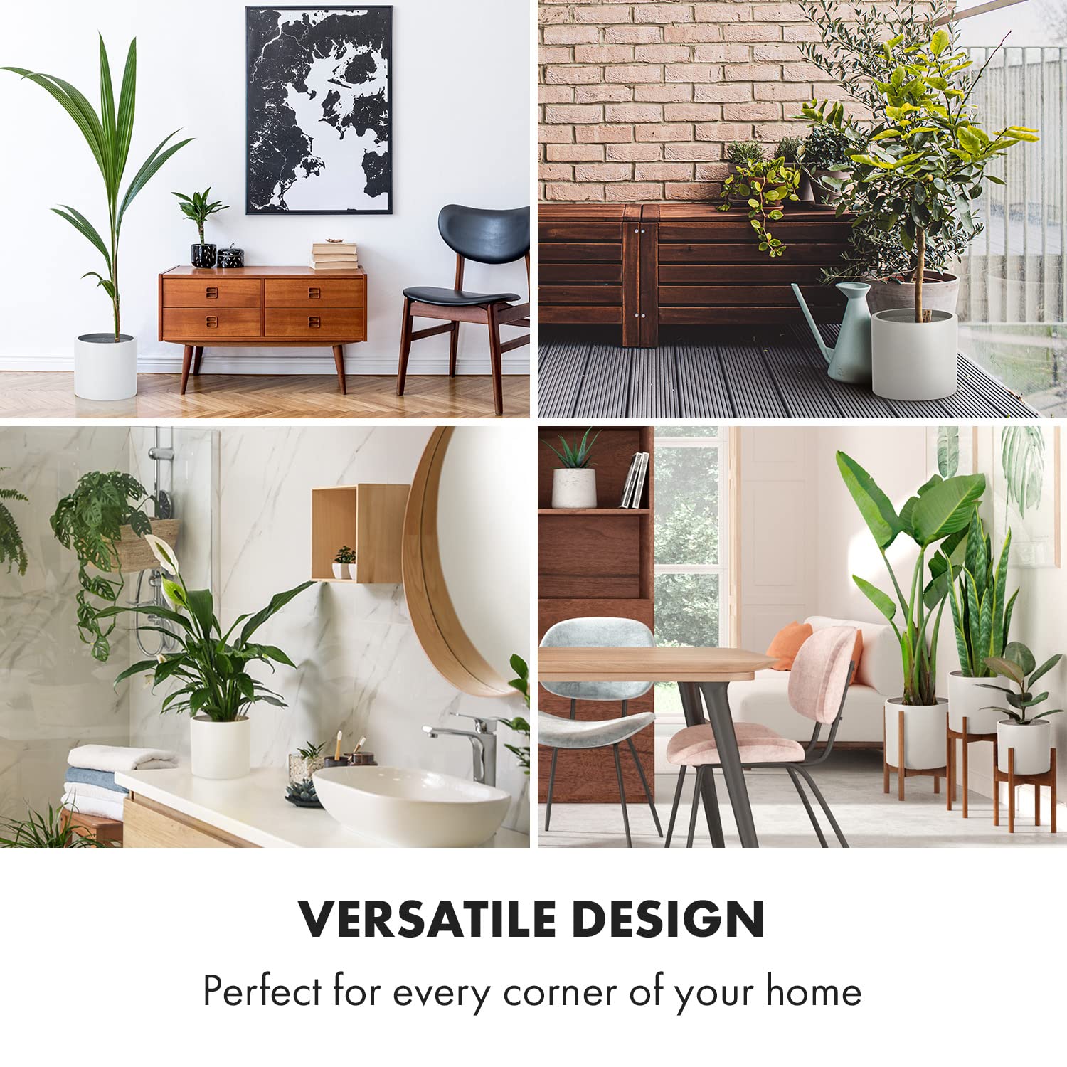 Fox & Fern Plant Pot, Large Plant Pots for Indoor & Outdoor, UV & Frost Resistant Plant Vase with Drainage Plug, Fiberstone, Large Indoor Pots for