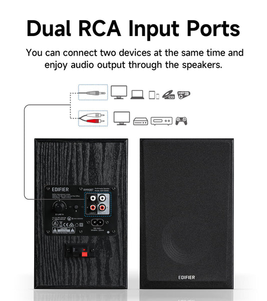 Edifier R990BT Bluetooth 5.4 Bookshelf Speakers, 2.0 Active Multimedia Speaker, 24W Output Power, RCA/AUX/Bluetooth Inputs, Digital Audio Processing, MDF Enclosure, App Control, for PC/Smartphone/TV