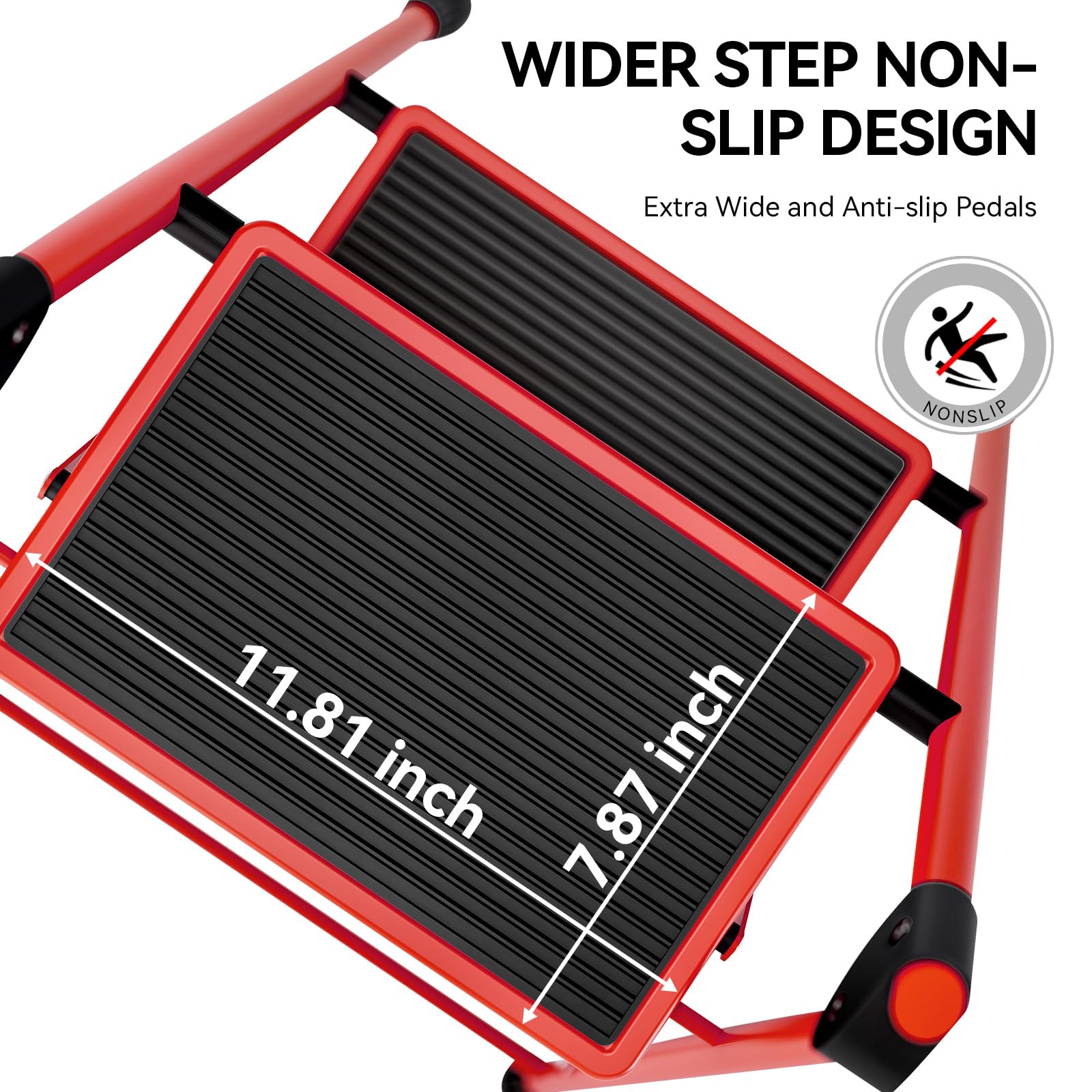 KINGRACK 2 Step Ladder with Handrail, Non-Slip Household Ladder with Folding Safety, Aluminium Folding Step Stool, Maximum Load 150 kg, Black