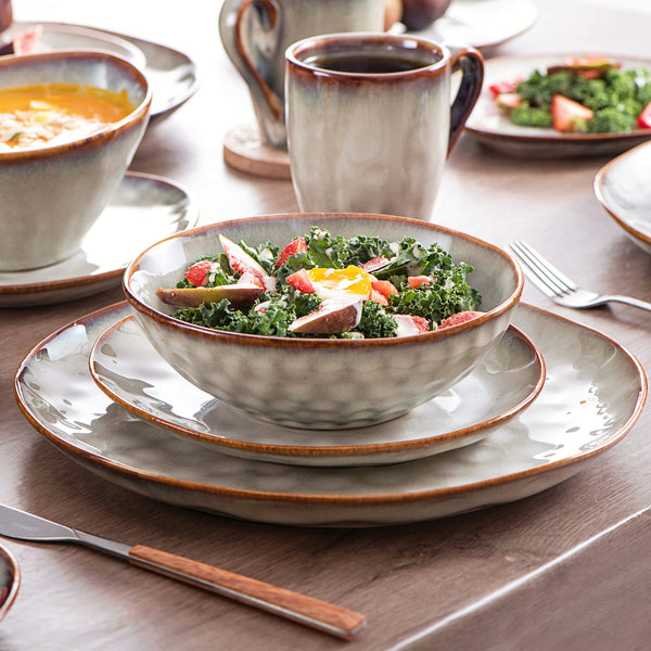 Henten Home Cereal Bowls Stoneware 4-Piece, Beige Bowls Set 25Oz - 750 ml, Bowl Set/Soup Bowls Ceramic/Bowls Ramen/Dipping Bowl