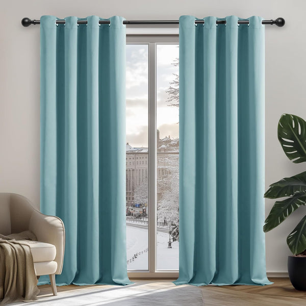 Deconovo Blackout Curtains Eyelet Super Soft Thermal Insulated Ring Top Blackout Curtains for Nursery 46 x 54 Drop Inch Dark Grey 2 Panels