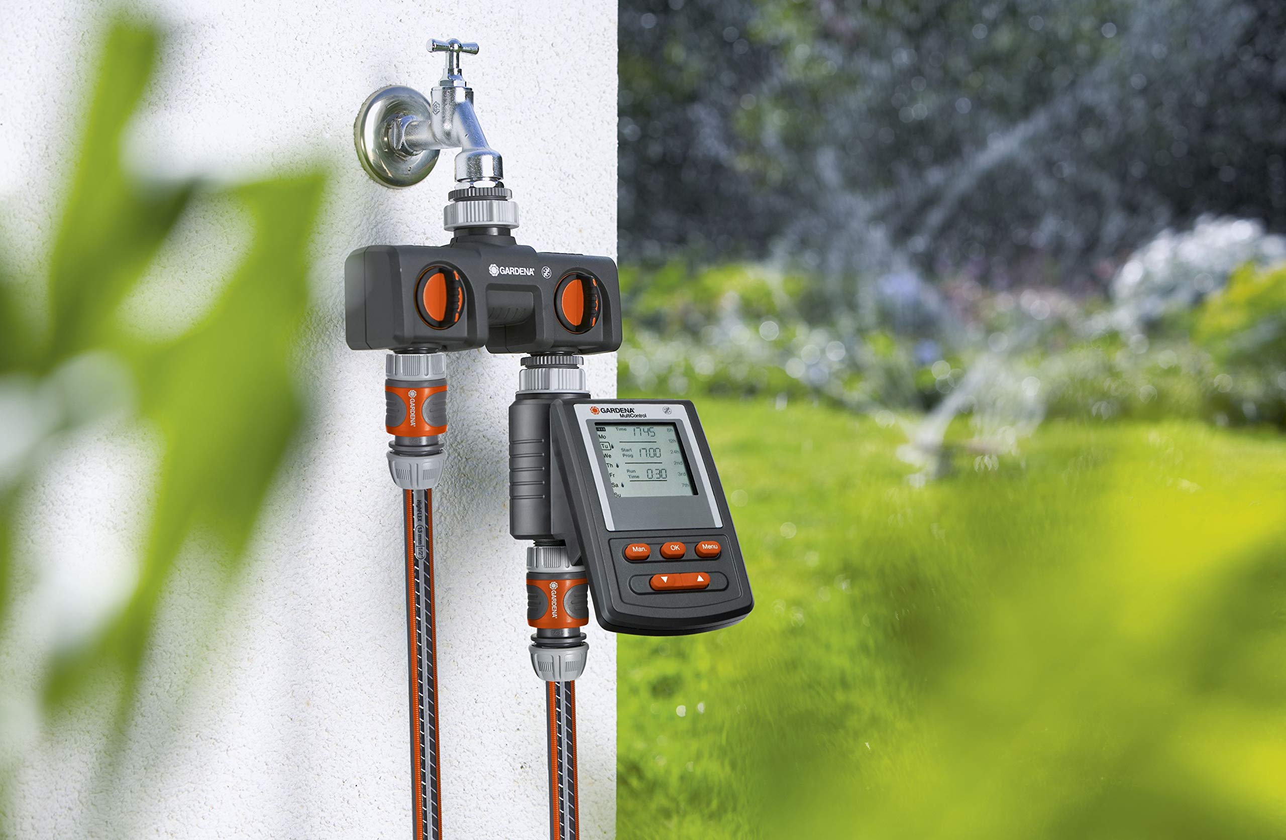 Gardena (38193 Two-Way Garden Hose Splitter with Flow Control Valves and Quick Connect Fittings. Connect 2 waterHoses to 1 Tap with Easy Connector