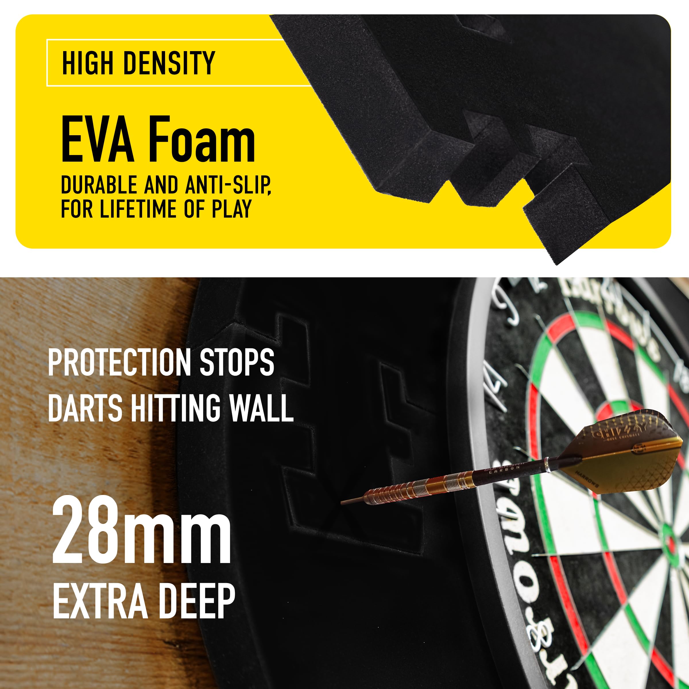 Harrows Dart Board Surround Ring I Dartboard Surround 4pcs I Easy Assembly Dart Surround I Wall Protector Extra 720mm Protection I Double Side for