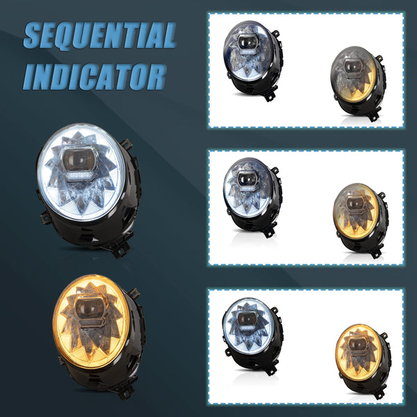 VLAND LED Tail Light Compatible with BMW Mini Cooper F55 F56 F57 2014-2021, Rear Lights with Sequential Turn Signal, Electroplated housing, Red