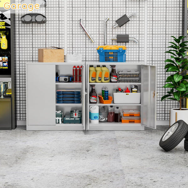 Metal Storage Cabinet with 2 Door and 3 Adjustable Shelves,140X80x40CM Steel Cabinet for Warehouse,Garage,Home,Office,Easy Assemble Required(Black/White)