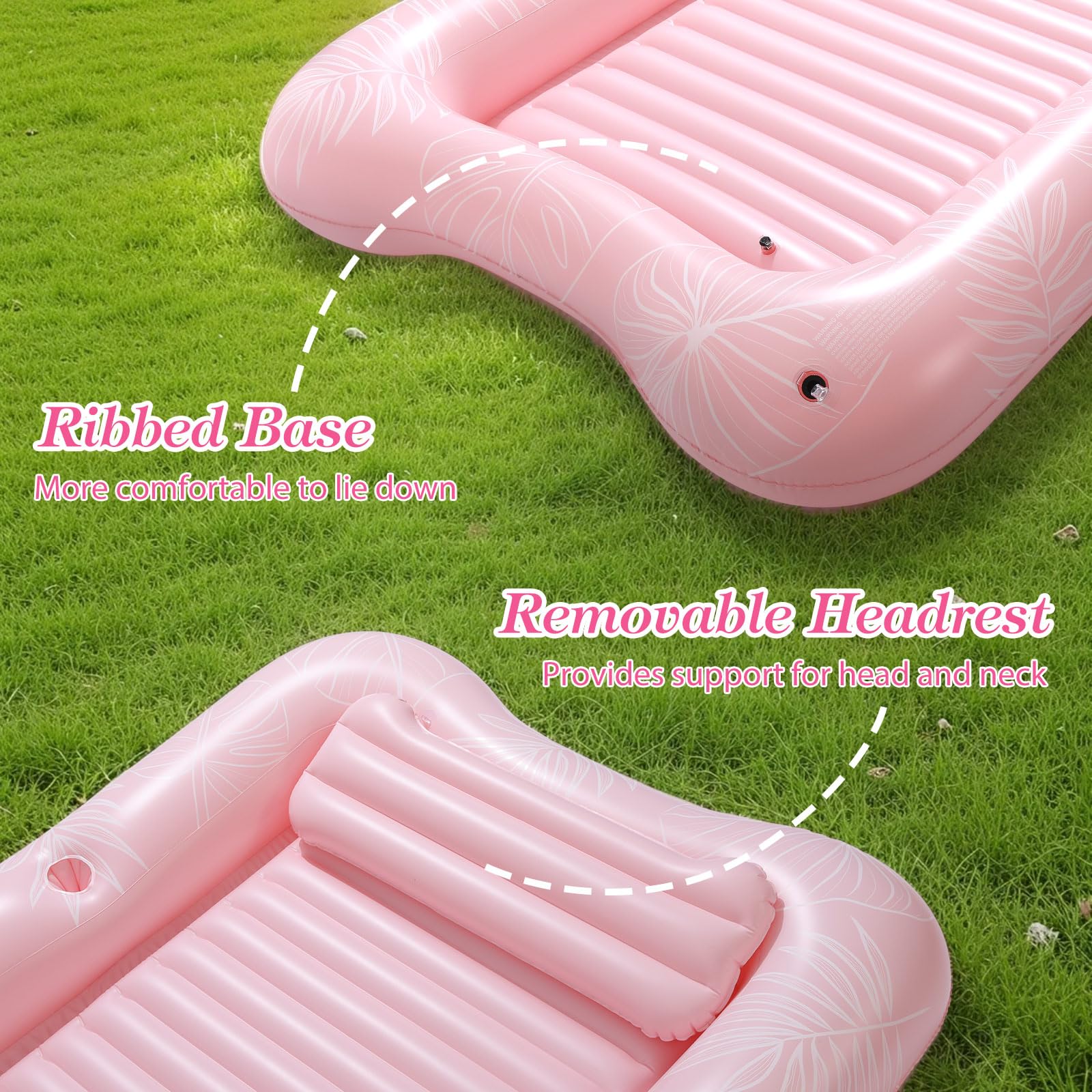 MoKo Pool Floats Adult, Floating Bed with Ice Bar, Tanning Bed Pool Raft Inflatable Lounger with Drink Holder Tanning Chair Inflatable Pool Toys for Party Beach Backyard
