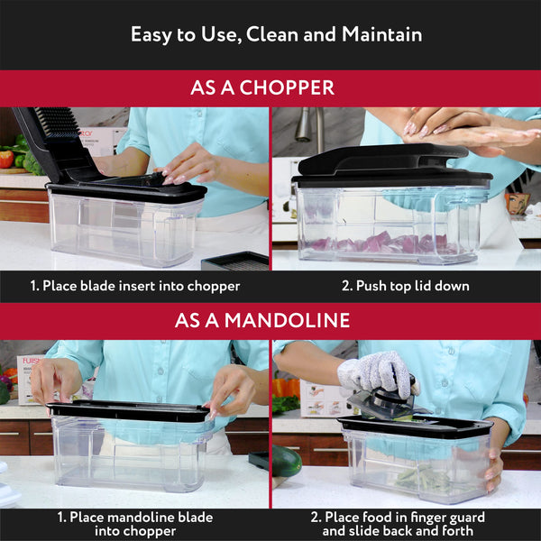 Vegetable Chopper Vegetable Cutter Mandoline Vegetable Slicer - Veggie Onion Salad Food Chopper Manual - Potato Chipper - Veg Chopper and Dicer - Kitchen Tools & Gadgets (6-in-1 Compact White)