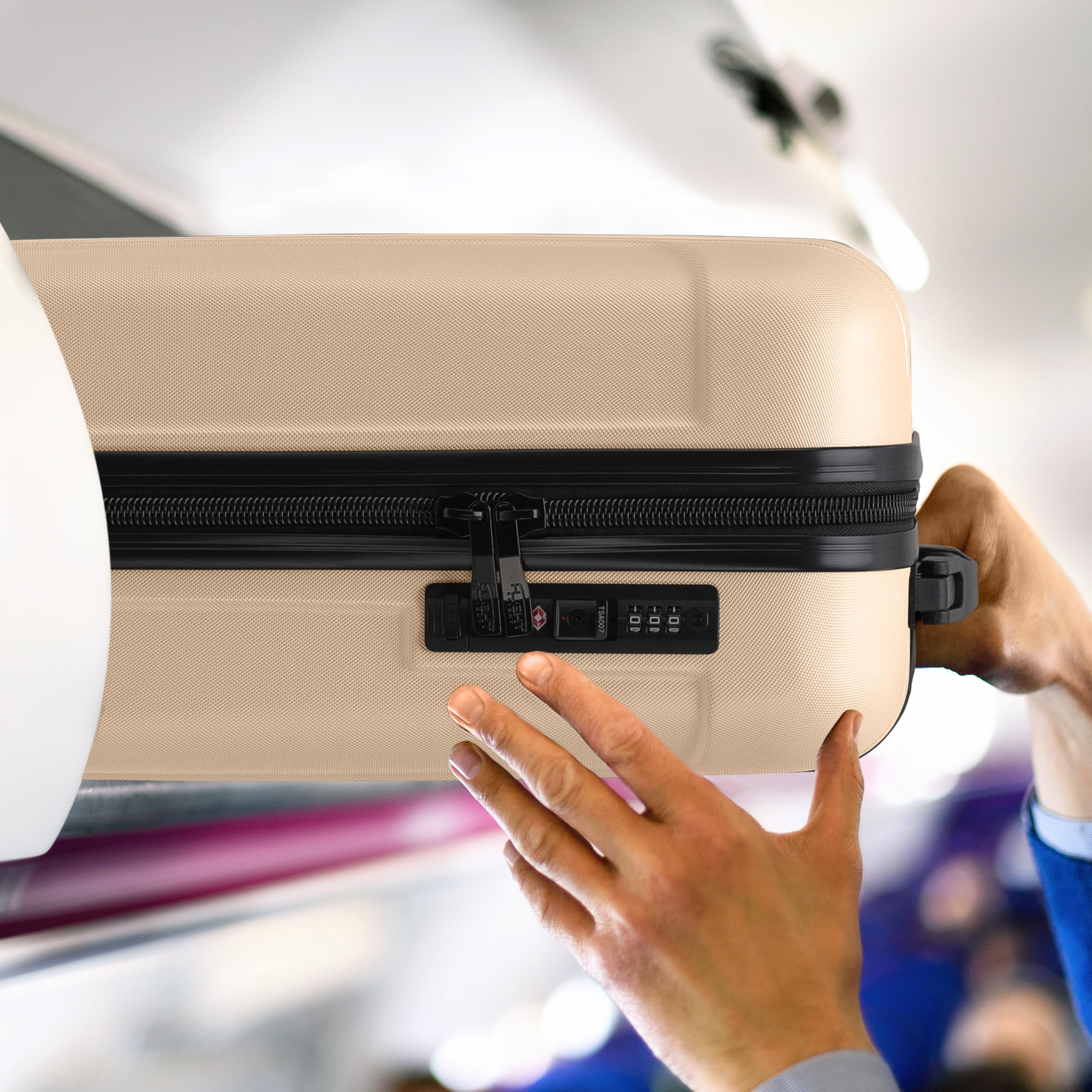 Flight Knight Premium Lightweight Suitcase - Built-in TSA Lock - 8 Spinner Wheels - ABS Hard Shell Check in Highly Durable Luggage - Medium - 67x45x26cm