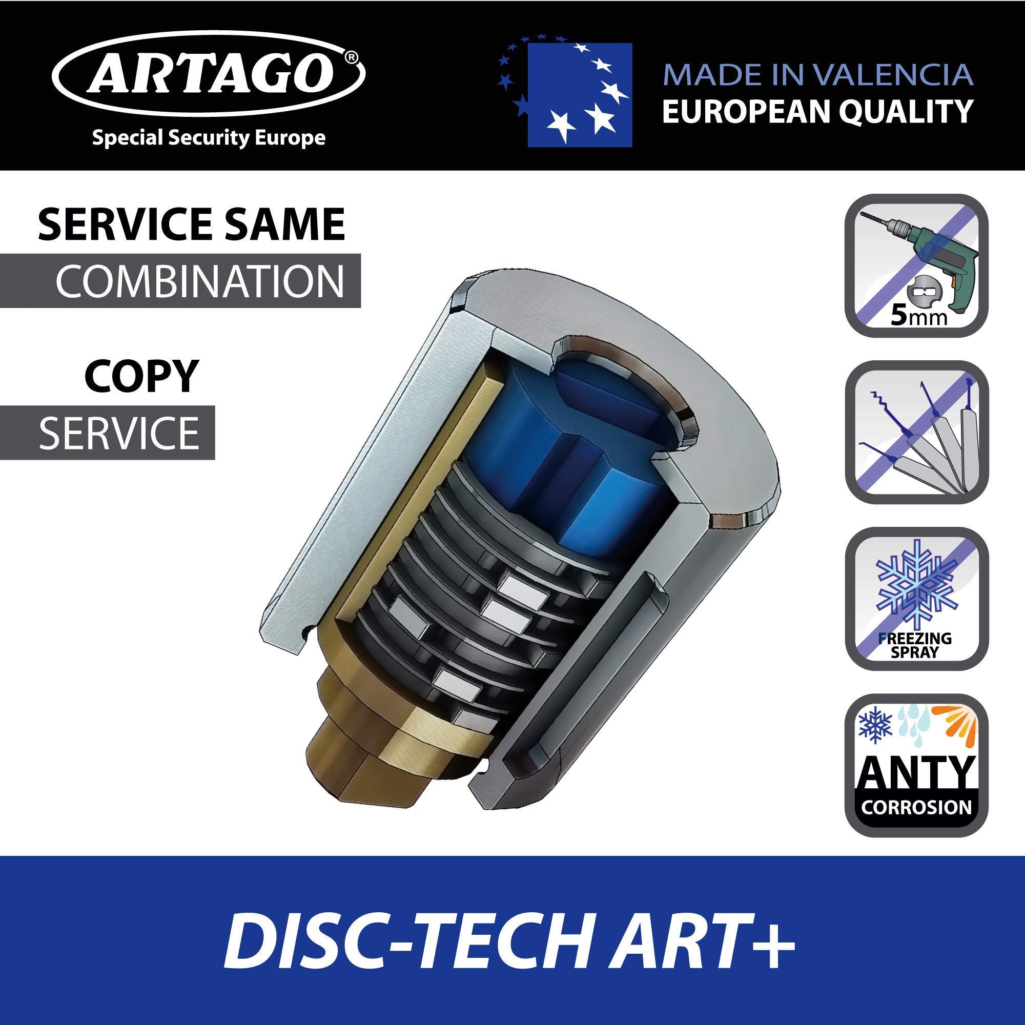 Artago 69T150 Maximum Anti-Theft Chain Lock Double Function Sold Secure Gold and SRA Approved, ø15 150cm, Neutral, 150 cm