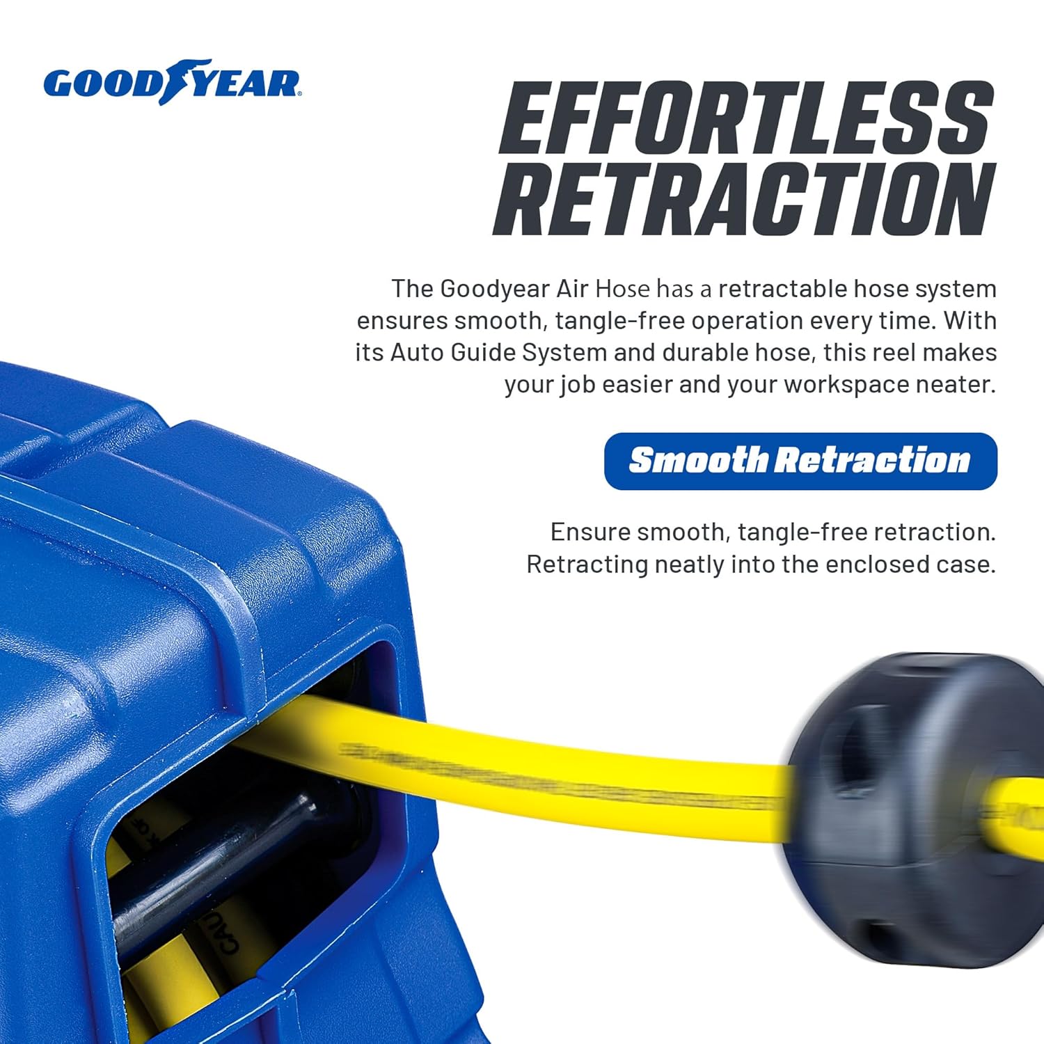 Goodyear Air Hose Reel Retractable 9.5mm x 15m Hybrid Polymer Hose Max 20BAR
