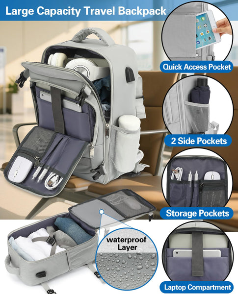 KLOSTAIN for Easyjet Cabin Bag 45x36x20 Travel Backpack Hand Luggage Carry-ons Bag Laptop Backpack Ruscksack for Airplanes Flight New Easyjet Underseat Cabin Bags Fit 14" Laptop Navy