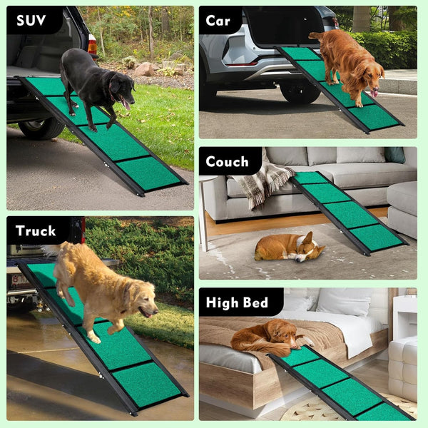 170cm Long Dog Ramp for Cars,43cm Wide Folding Dog Ramp for Large Dogs with High Traction Carpet Surface,Non-slip for Truck,SUV,Portable Pet Ramp Stairs for Medium Large Dog Up to 100kg