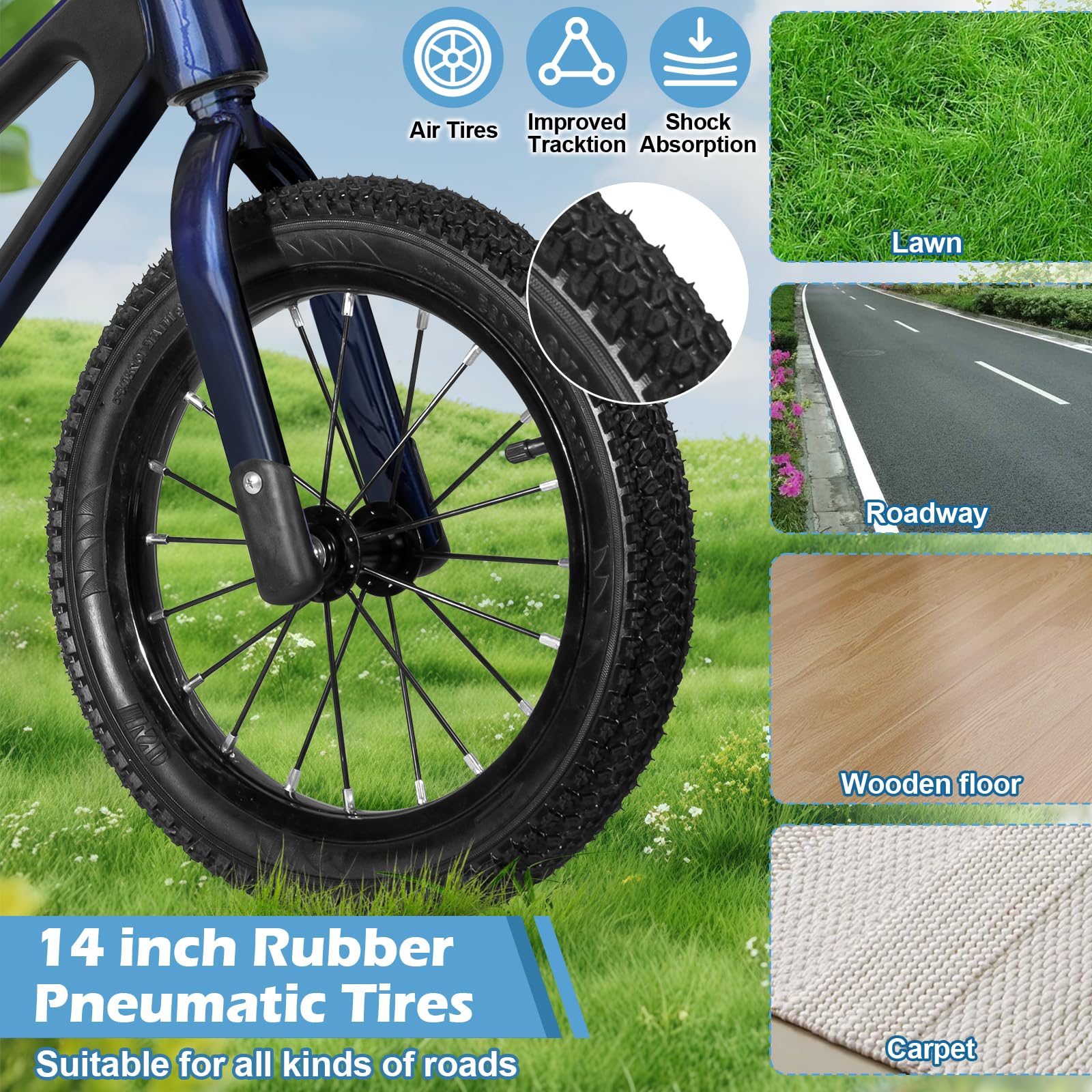 CHOLY 14 Inch Balance Bike for 3,4,5,6 Year Old Boys Girls, No Pedal Kids Bike with Adjustable Seat, Air Tires and Magnesium Alloy Frame, Lightweight Children's Traing Bicycle