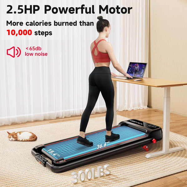 KEEP FUN Walking Pad with Incline, Walking Pad with Handle Bar 3 Level Incline, 300 Lbs Walking Pad Foldable for Home Office, Under Desk Treadmill with LED Display Remote Control & APP